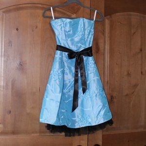 Jessica McClintock Blue Strapless Taffeta Dress - 8